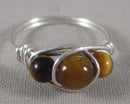 Gold Tiger Eye Wire Wrapped Ring 1pc (Custom Sizes)