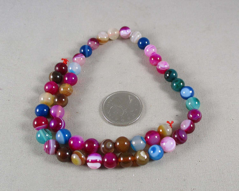 Agate Beads Mixed Colors 8mm Round (C444)