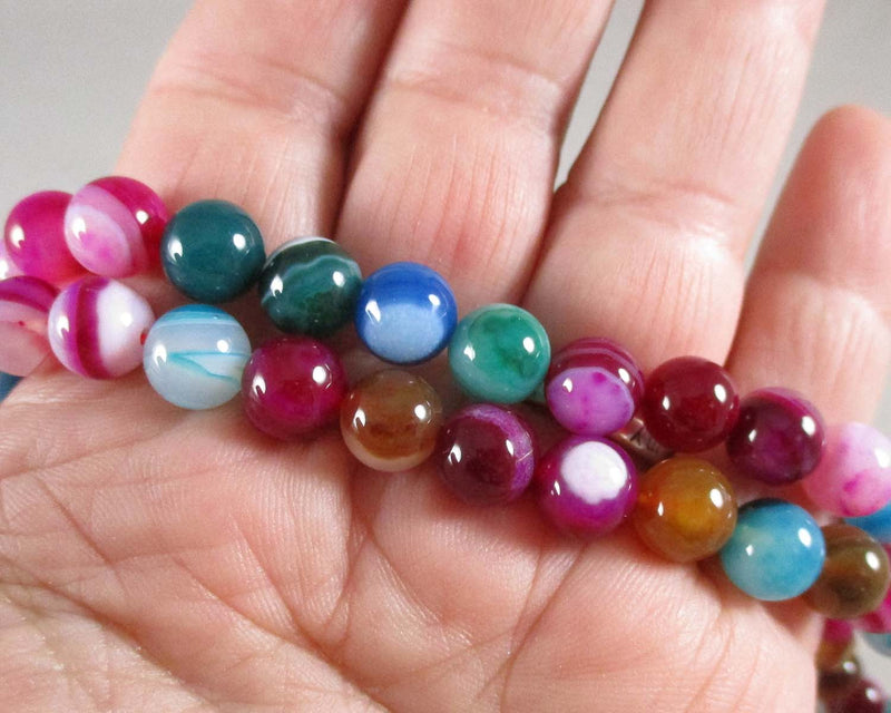 Agate Beads Mixed Colors 8mm Round (C444)