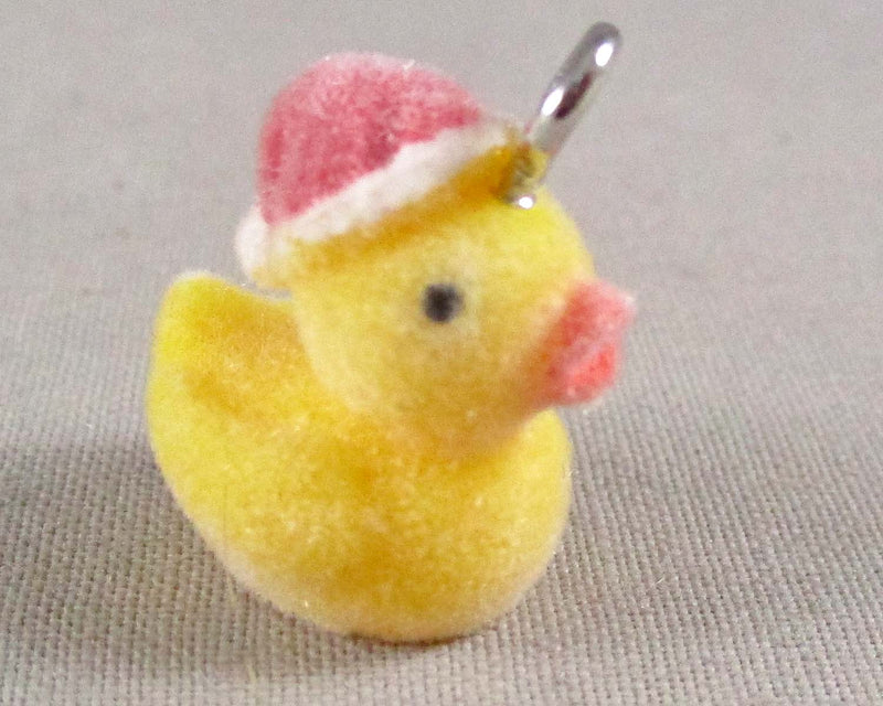 Flocky Rubber Ducky with Santa Hat Charm 1pc (0985)