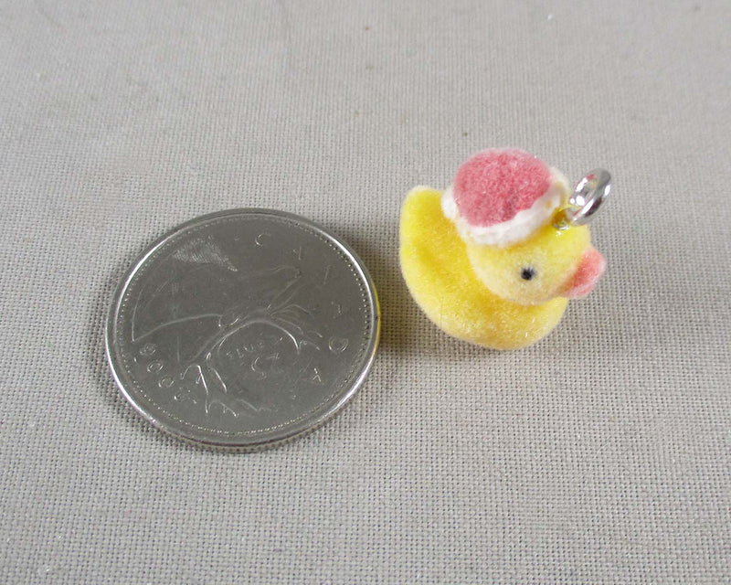 Flocky Rubber Ducky with Santa Hat Charm 1pc (0985)