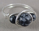 Snowflake Obsidian Wire Wrapped Ring 1pc (Custom Sizes)