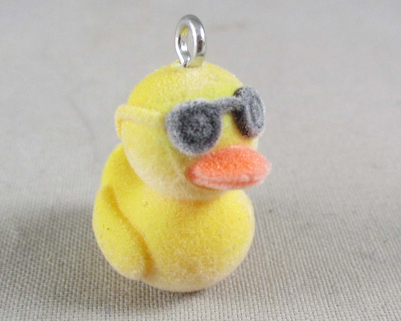 Flocky Rubber Ducky with Sunglasses Charm 1pc (0986)