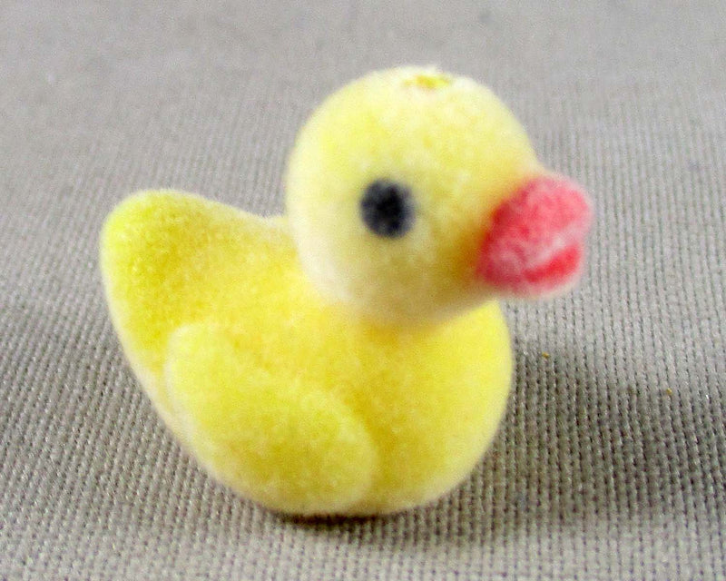 Flocky Rubber Ducky Half Drilled Bead 1pc (0982)