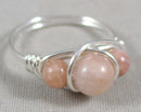 Peach Moonstone Wire Wrapped Ring 1pc (Custom Sizes)
