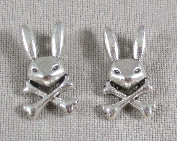 50% OFF!! Bunny & Cross Bones Charms Silver Tone 12pcs (0978)