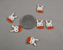 50% OFF!! Bunny with Carrot Charms Gold Tone Enamel 6pcs (0979)