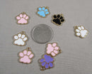 Dog Paw Print Charms Mixed Colors Gold Tone Enamel 6pcs (0996)