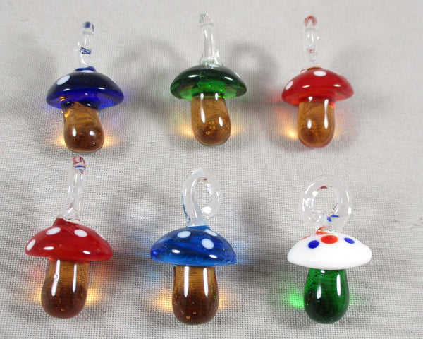 20% OFF!! Lampwork Mushroom Charms Mixed Colors 3pcs (0994)