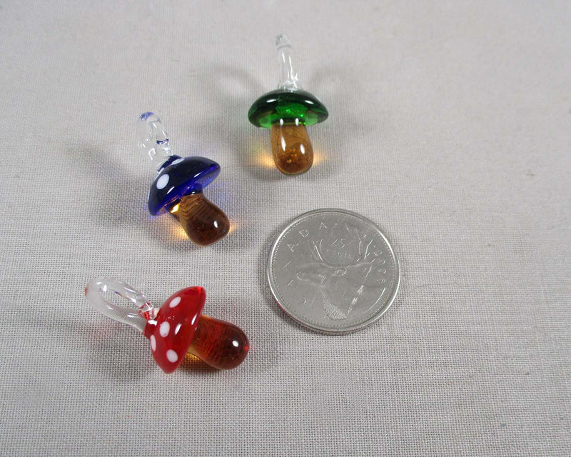 Lampwork Mushroom Charms Mixed Colors 3pcs (0994)