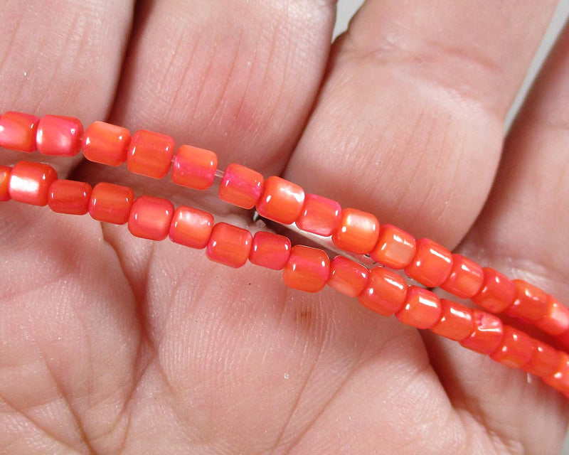 Red Freshwater Shell Barrel Beads 3.5mm (0997)