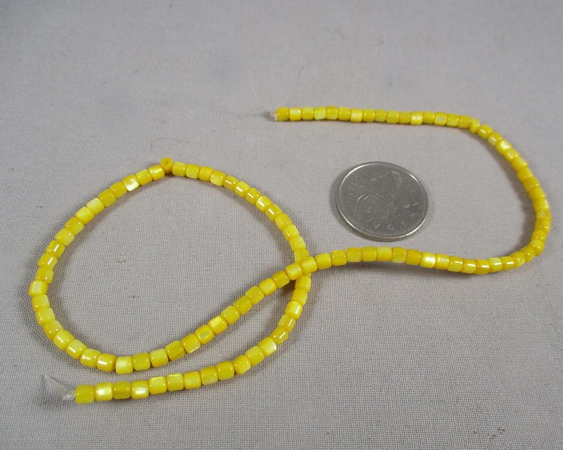 Yellow Freshwater Shell Barrel Beads 3.5mm (0999)