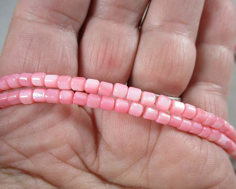 Pink Freshwater Shell Barrel Beads 3.5mm (5001)