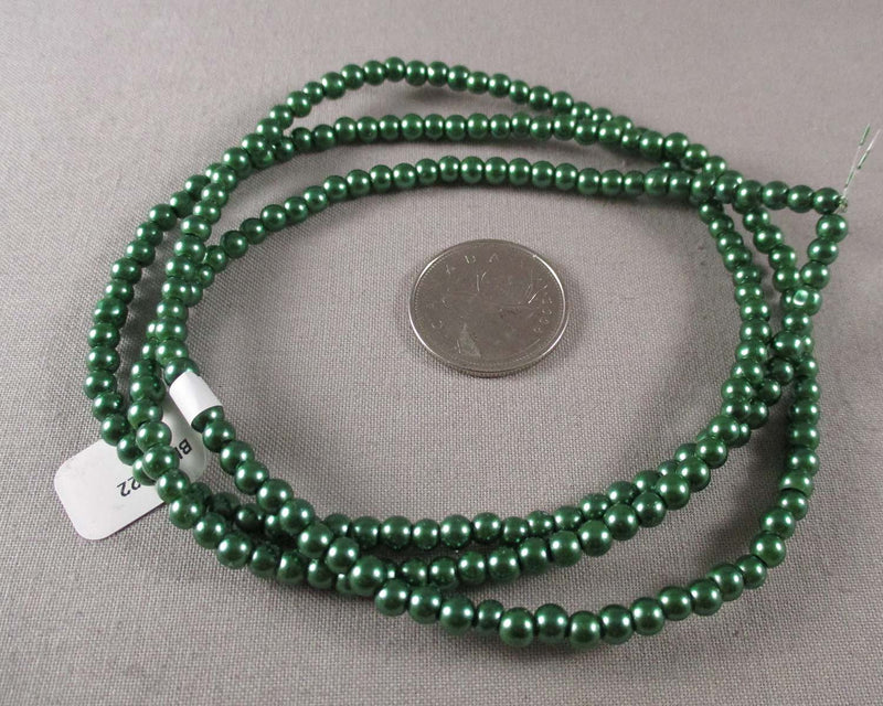 Green Glass Pearls Round Beads Various Sizes
