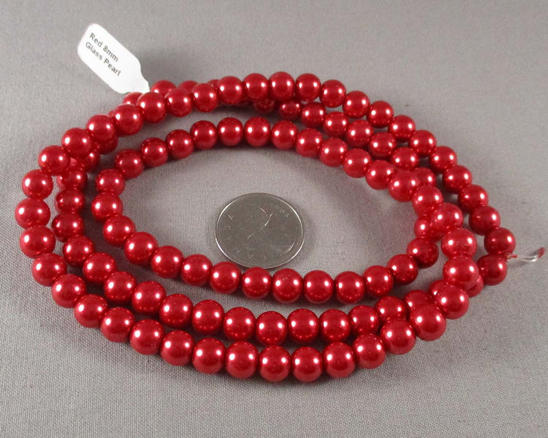 Red Glass Pearls Round Beads Various Sizes