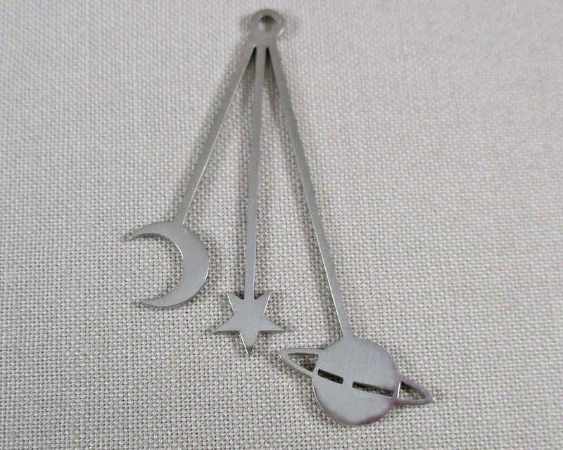 Stainless Steel Moon + Star + Planet Charm 1pc (6029)