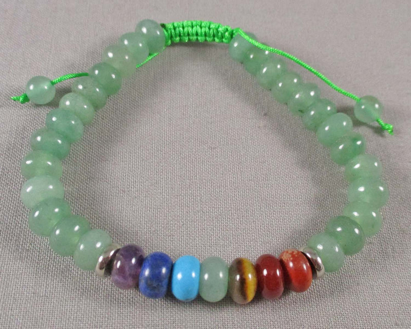 Aventurine & Chakra Gemstone Bracelet (Adjustable) 1pc (1465)