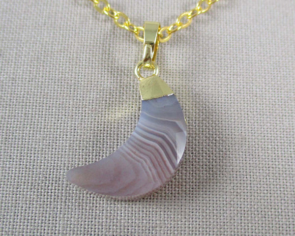 50% OFF!  Botswana Agate Stone Moon Pendant Necklace 1pc