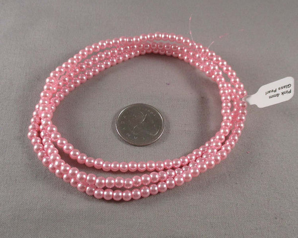 40% OFF!! Pink Glass Pearls Round Beads 4mm