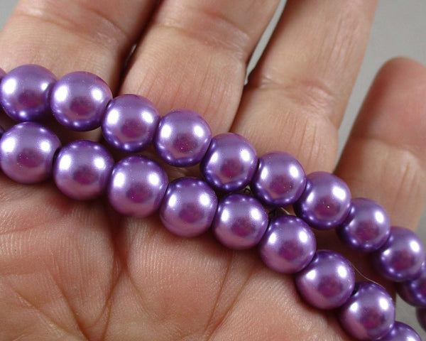 Purple Glass Pearls Round Beads Various Sizes