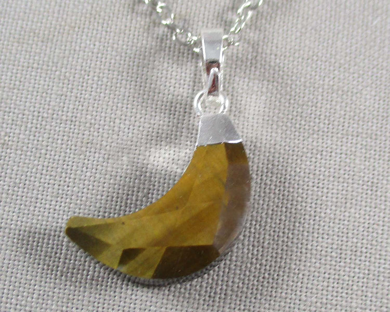 Gold Tiger Eye Moon Pendant Necklace 1pc