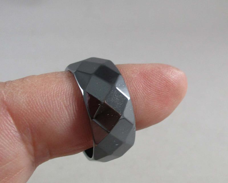 Black Hematite Faceted Ring Size 10 (1970)
