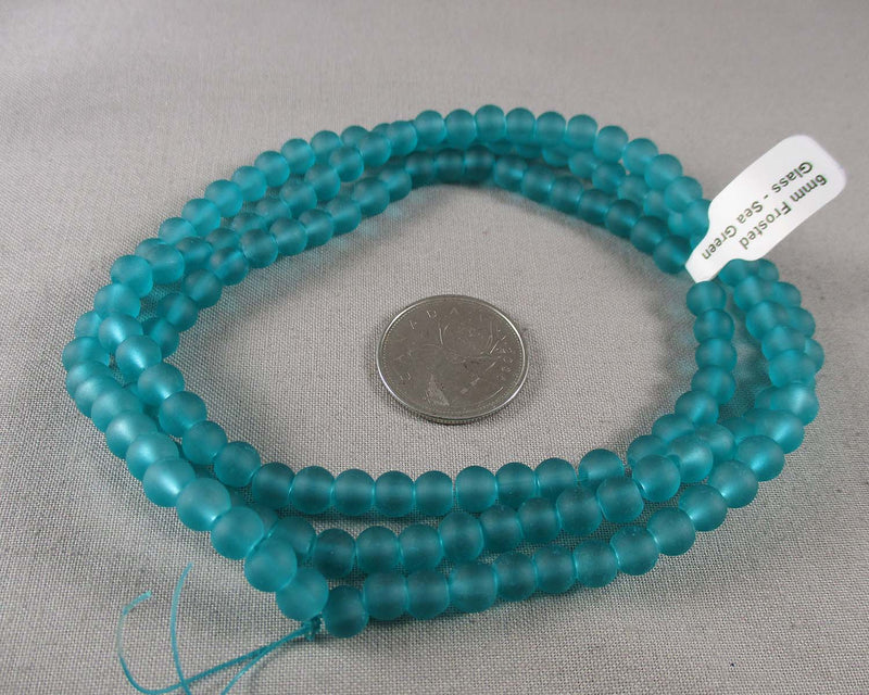 Sea Green Frosted Glass Beads Various Sizes