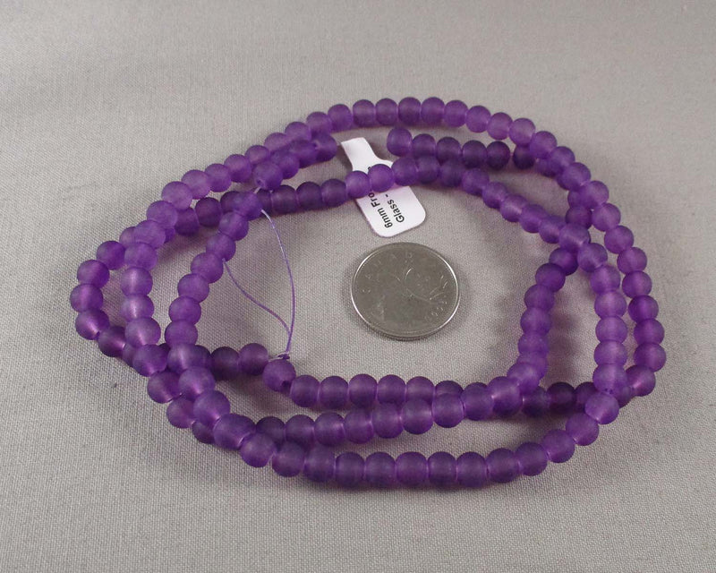 Purple Frosted Glass Beads Various Sizes