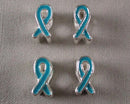 50% OFF!! Blue Awareness Ribbon European Bead Silver Tone 4pcs (0851)