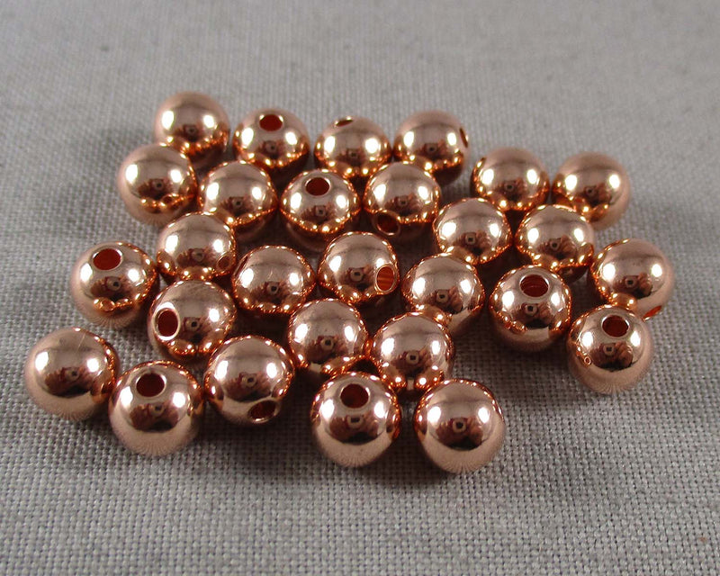 Rose Gold Tone 6mm Round Brass Spacer Beads 14pcs (1507)
