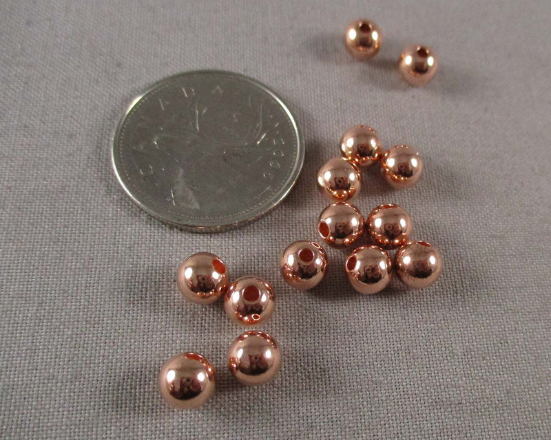 Rose Gold Tone 6mm Round Brass Spacer Beads 14pcs (1507)