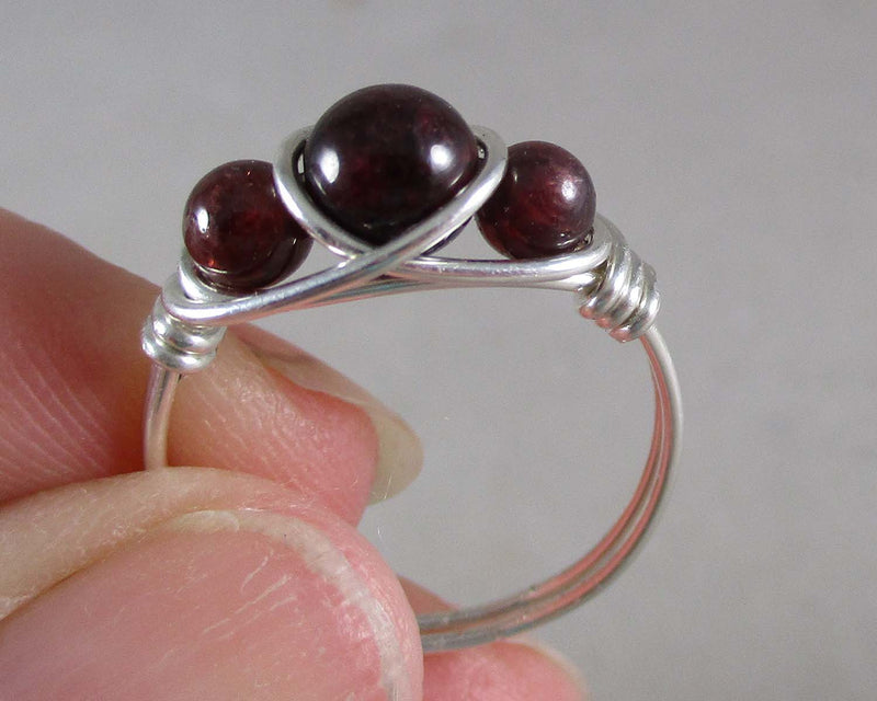 Garnet Wire Wrapped Ring 1pc (Custom Sizes)