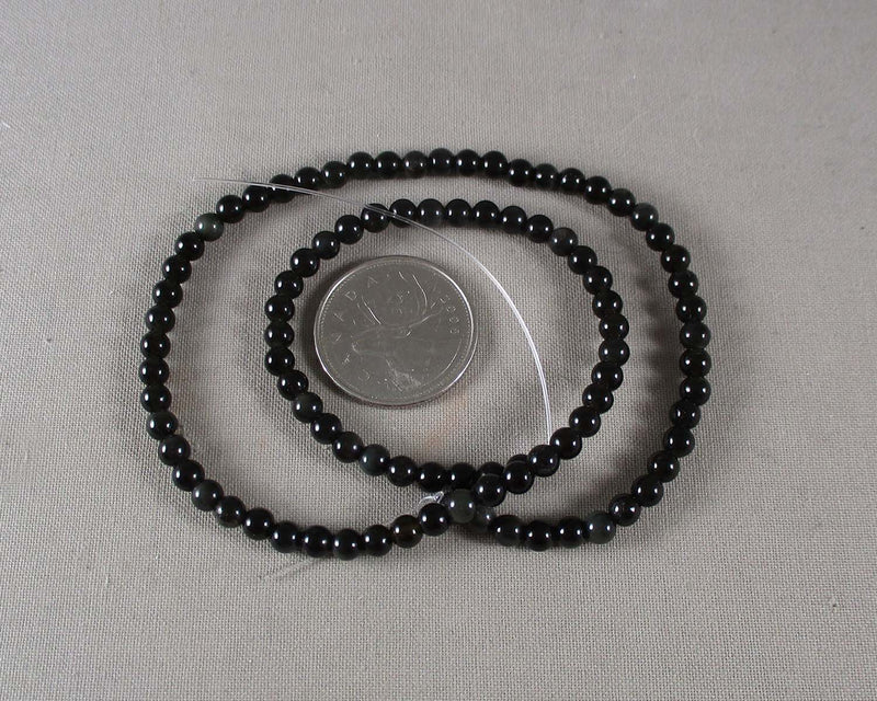 Black Obsidian Bead Strand Round Various Sizes