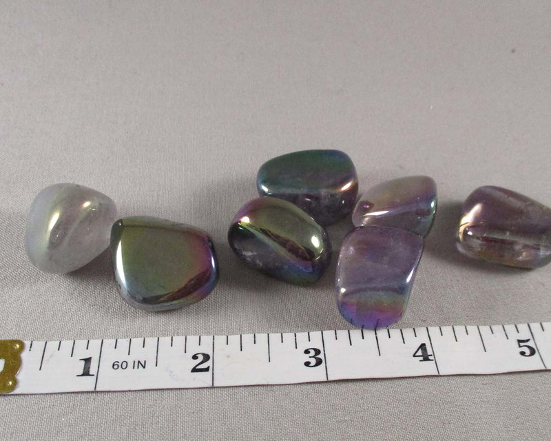 Amethyst Rainbow Aura Polished Stones 2pcs T778*