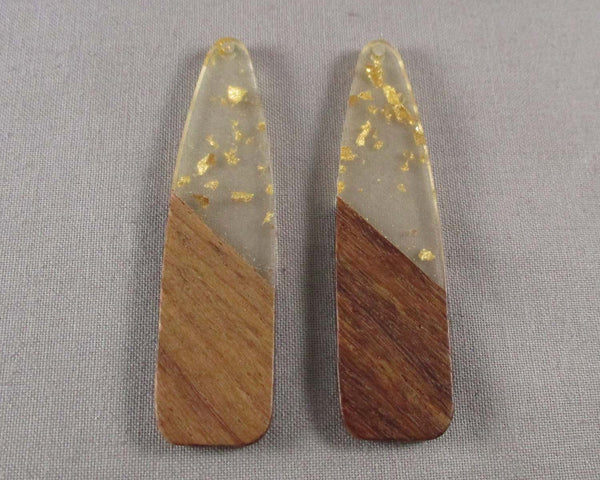 50% OFF!! Resin and Wood Pendant with Gold Foil 1pc