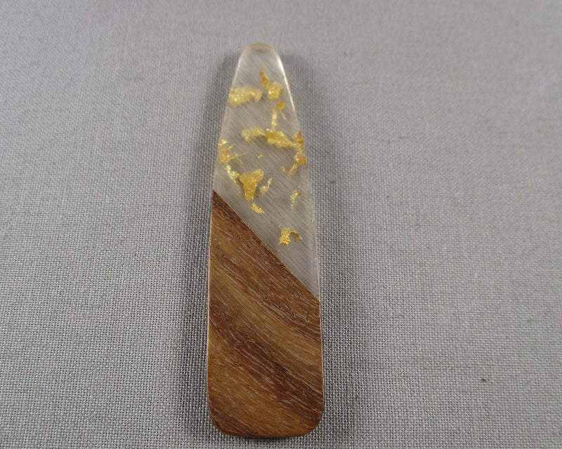 Resin and Wood Pendant with Gold Foil 1pc
