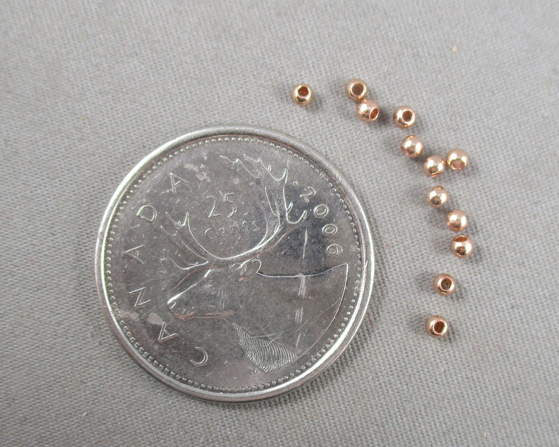 Premium Rose Gold Tone Round Brass Spacer Beads Various Sizes