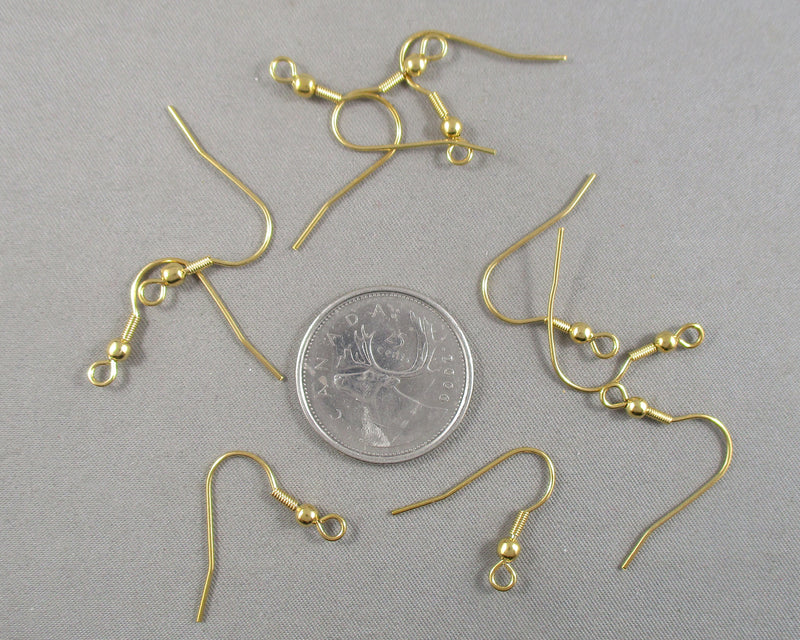 Fish Hook Earrings Gold Tone Stainless Steel 5 pairs (C058)