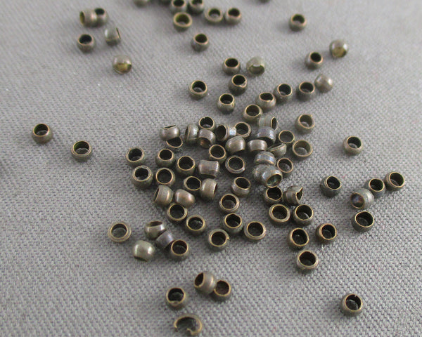 Crimp Beads Antique Bronze Tone 2mm 10 grams (1686)