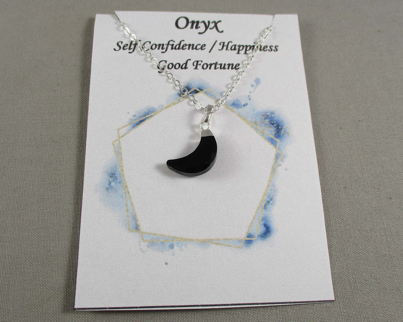 Black Onyx Moon Pendant Necklace 1pc