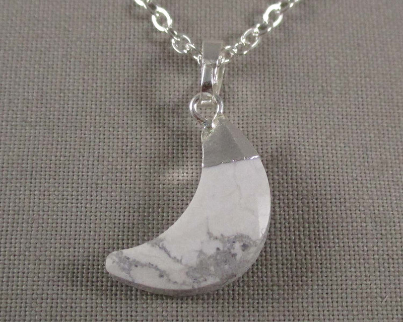 White Howlite Moon Pendant Necklace 1pc (1950)