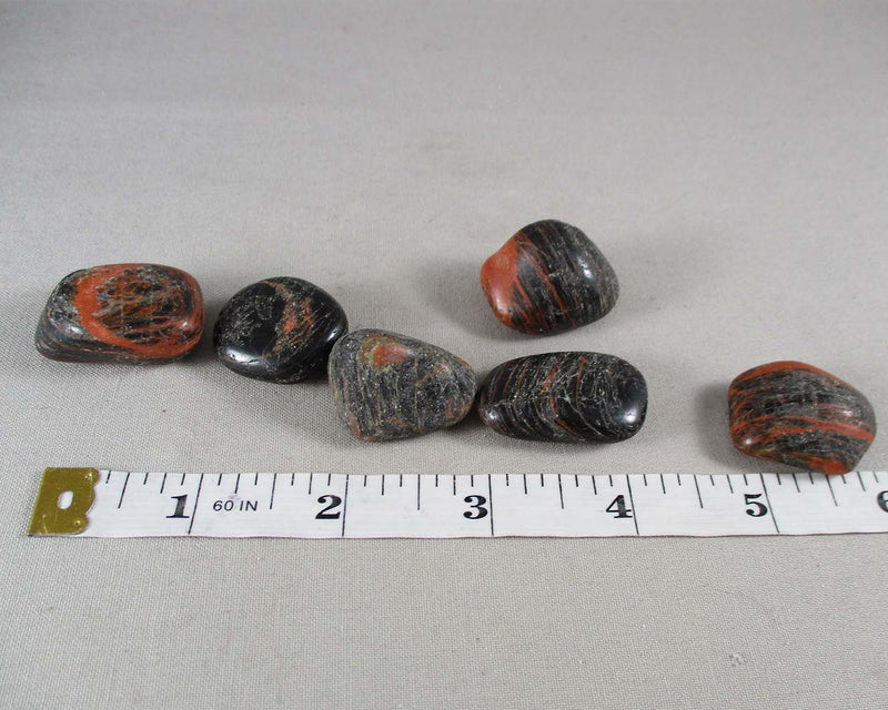Black Tourmaline & Red Jasper Stones (Large) 3pcs T402