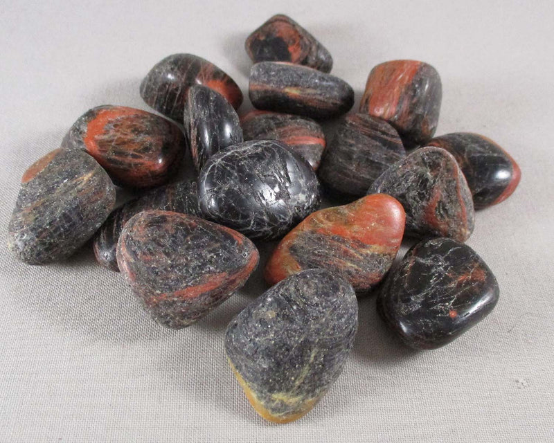Black Tourmaline & Red Jasper Stones (Large) 3pcs T402