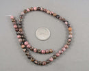 Rhodonite Bead Strand Round Various Sizes