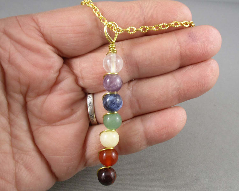 7 Chakra Stone Healing Pendant 1pc