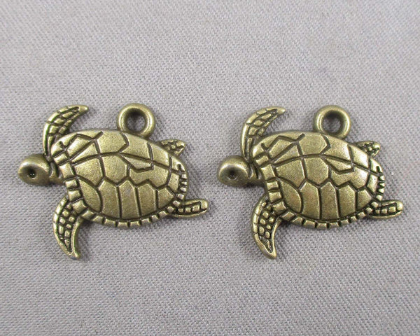 25% OFF!! Sea Turtle Charm Antique Bronze Tone 14pcs (0120)