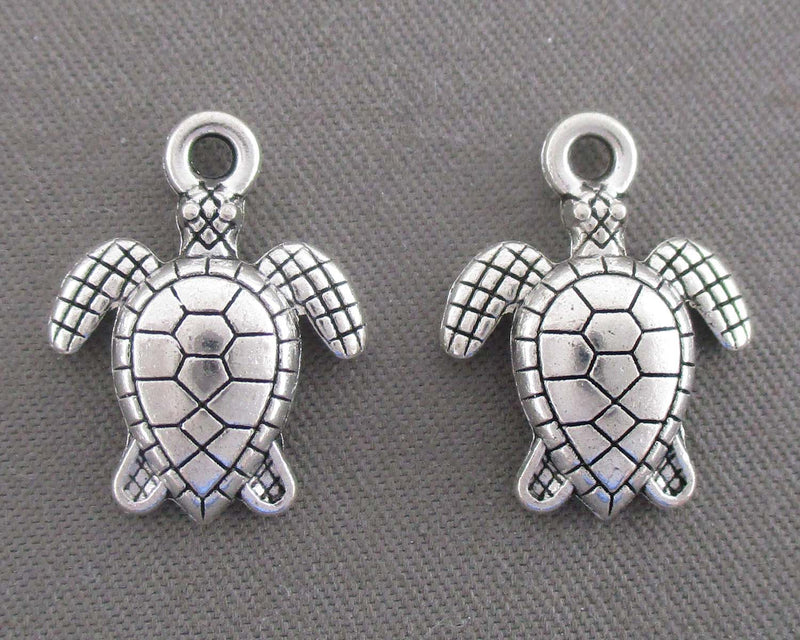 Sea Turtle Charm Silver Tone 14pcs (1549)
