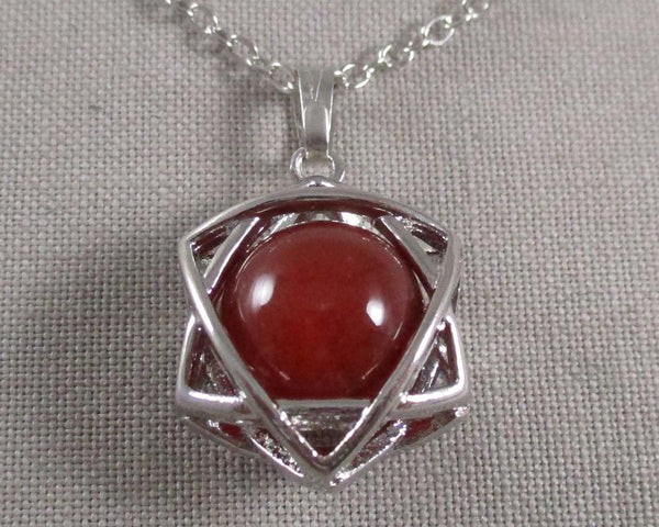 Carnelian Gemstone Star Pendant Necklace 1pc (0214)