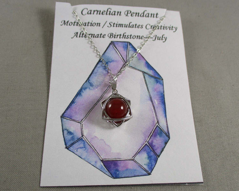 Carnelian Gemstone Star Pendant Necklace 1pc (0214)