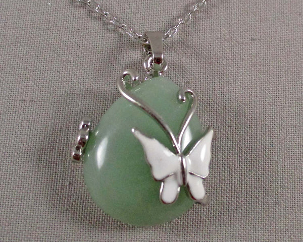 Aventurine with Enamel Butterfly Pendant 1pc (1691)